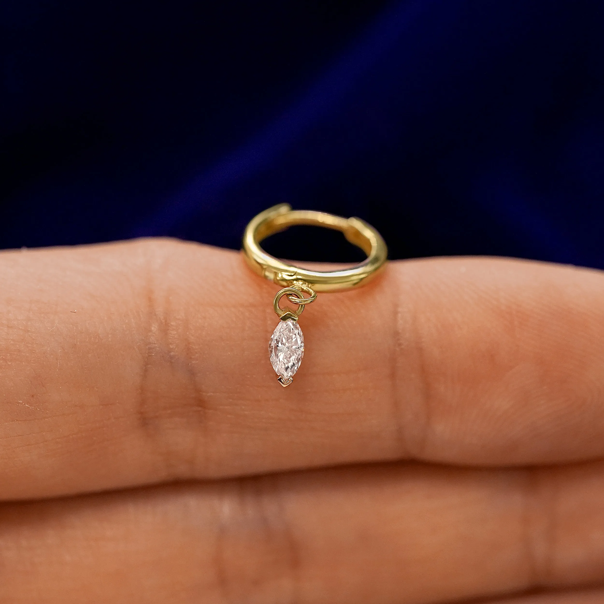 Marquise Lab Diamond Dangle Hoop