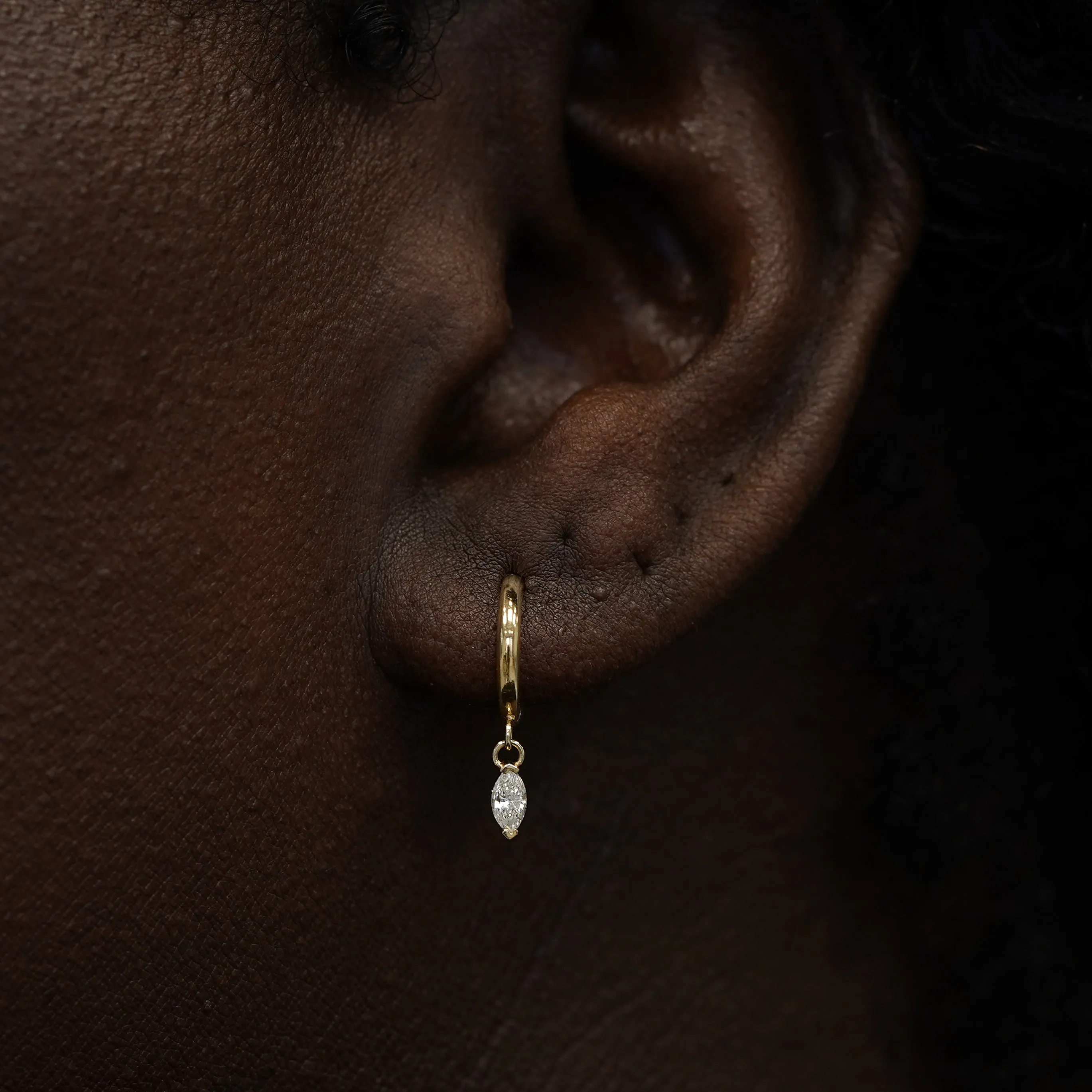 Marquise Lab Diamond Dangle Hoop