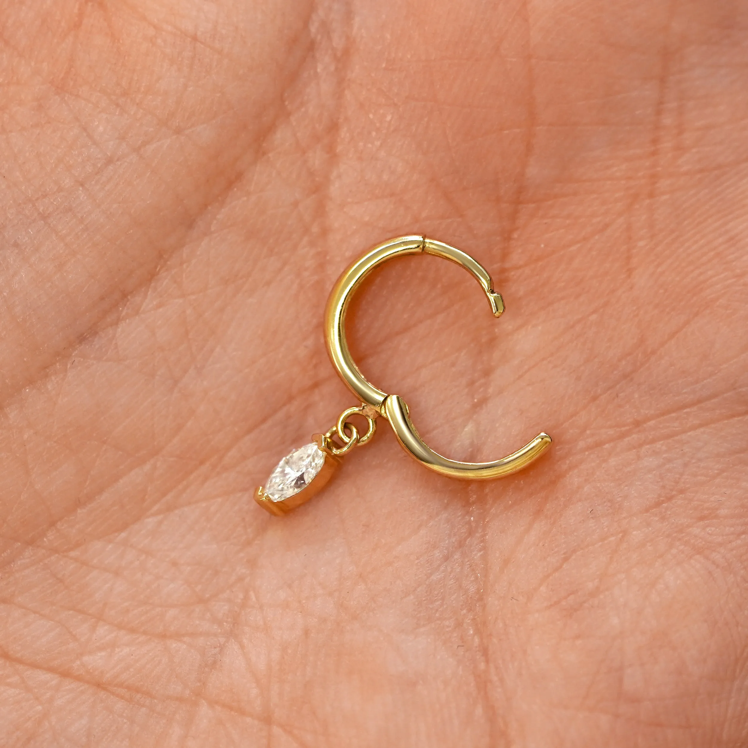 Marquise Lab Diamond Dangle Hoop