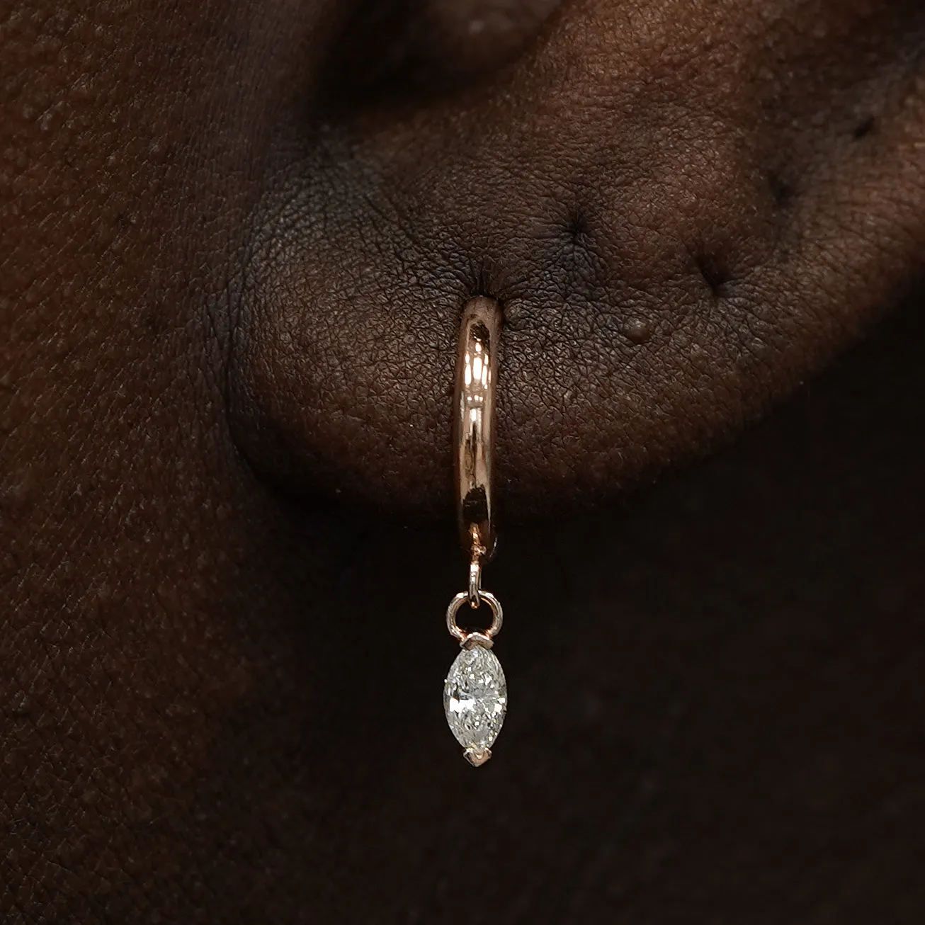 Marquise Lab Diamond Dangle Hoop