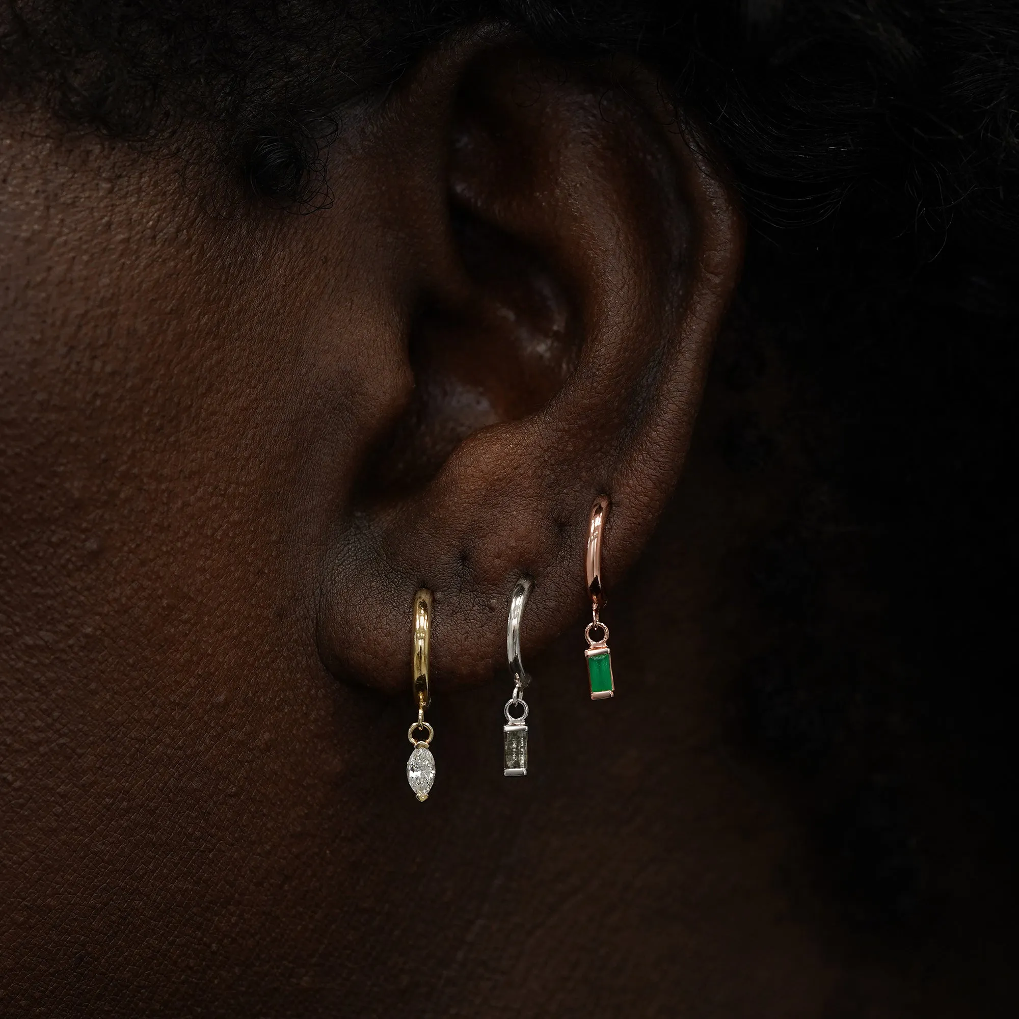 Marquise Lab Diamond Dangle Hoop