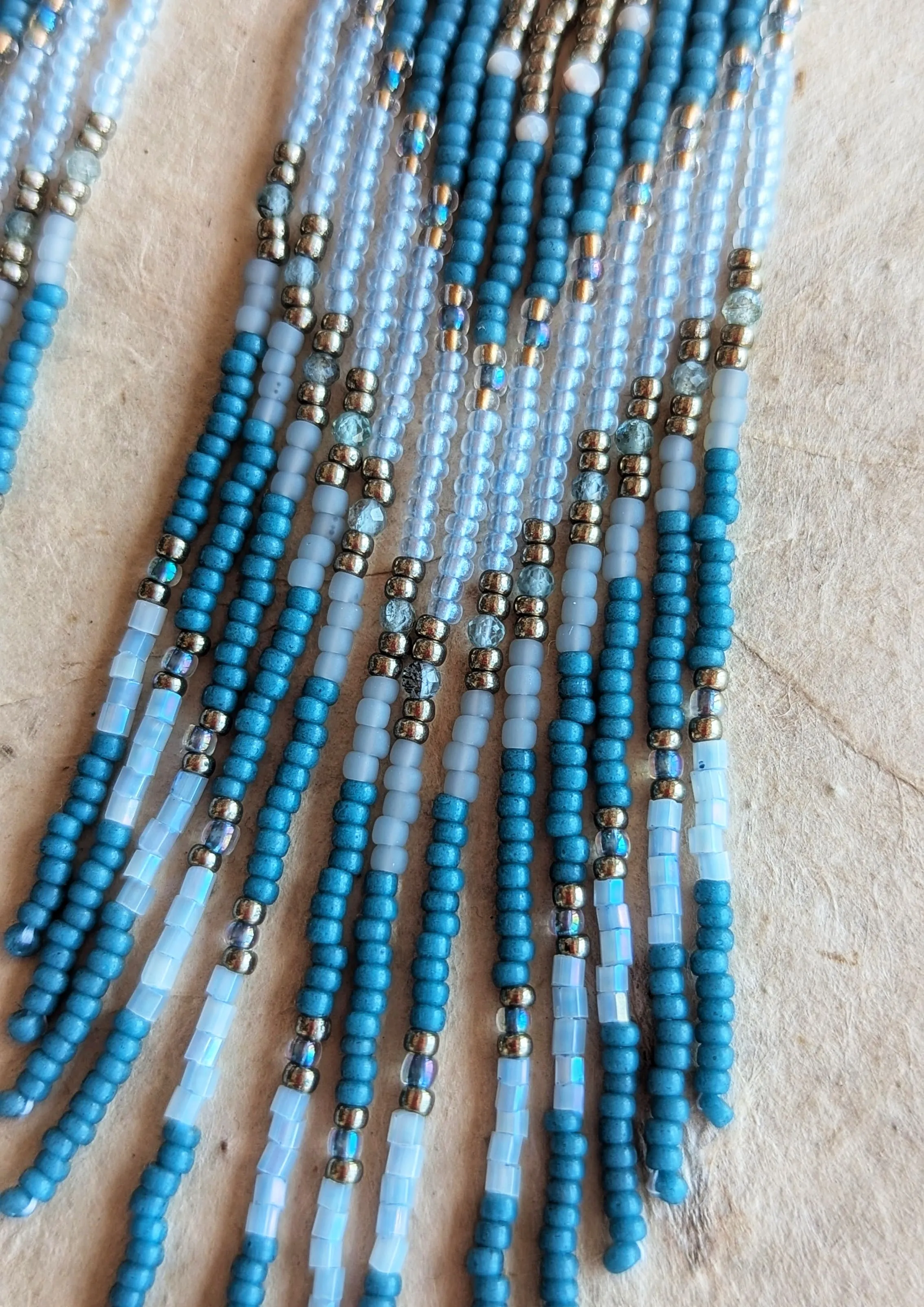Martine Blue Gray Boho Beaded Earrings