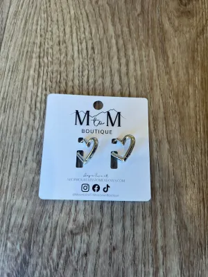 Matilda Heart Huggie Earrings in Silver