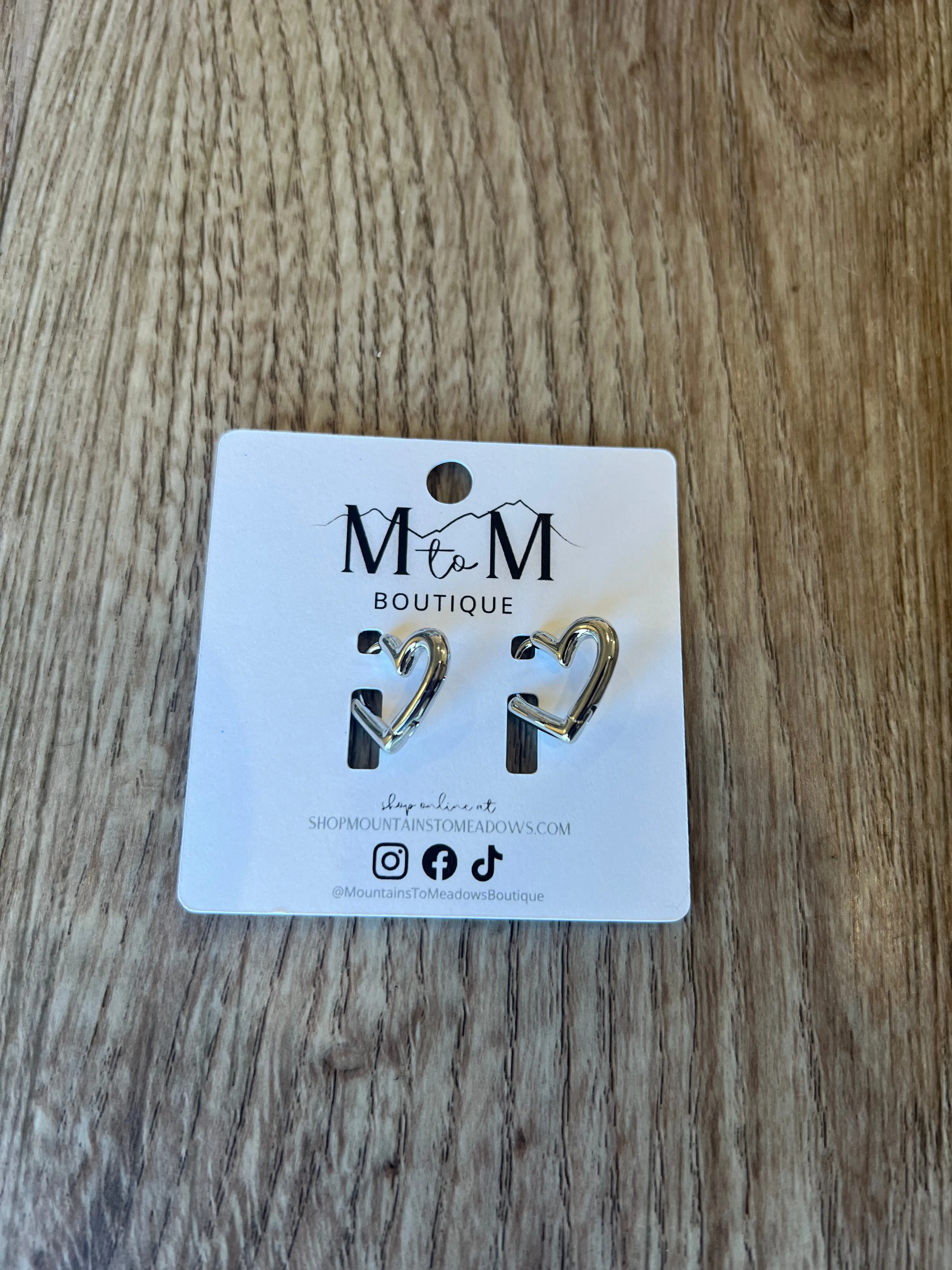 Matilda Heart Huggie Earrings in Silver