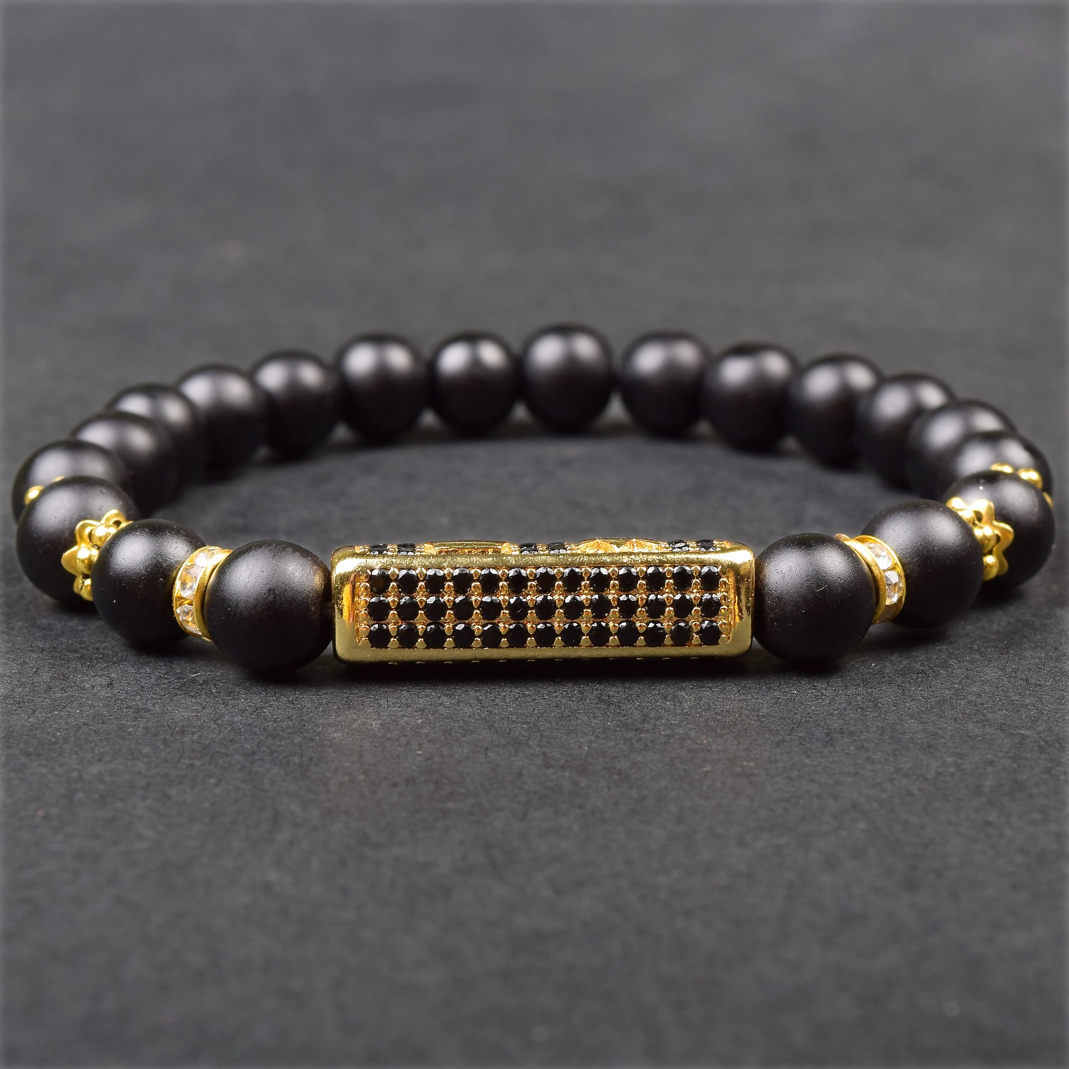 Matt Black Onyx Crown Bracelet