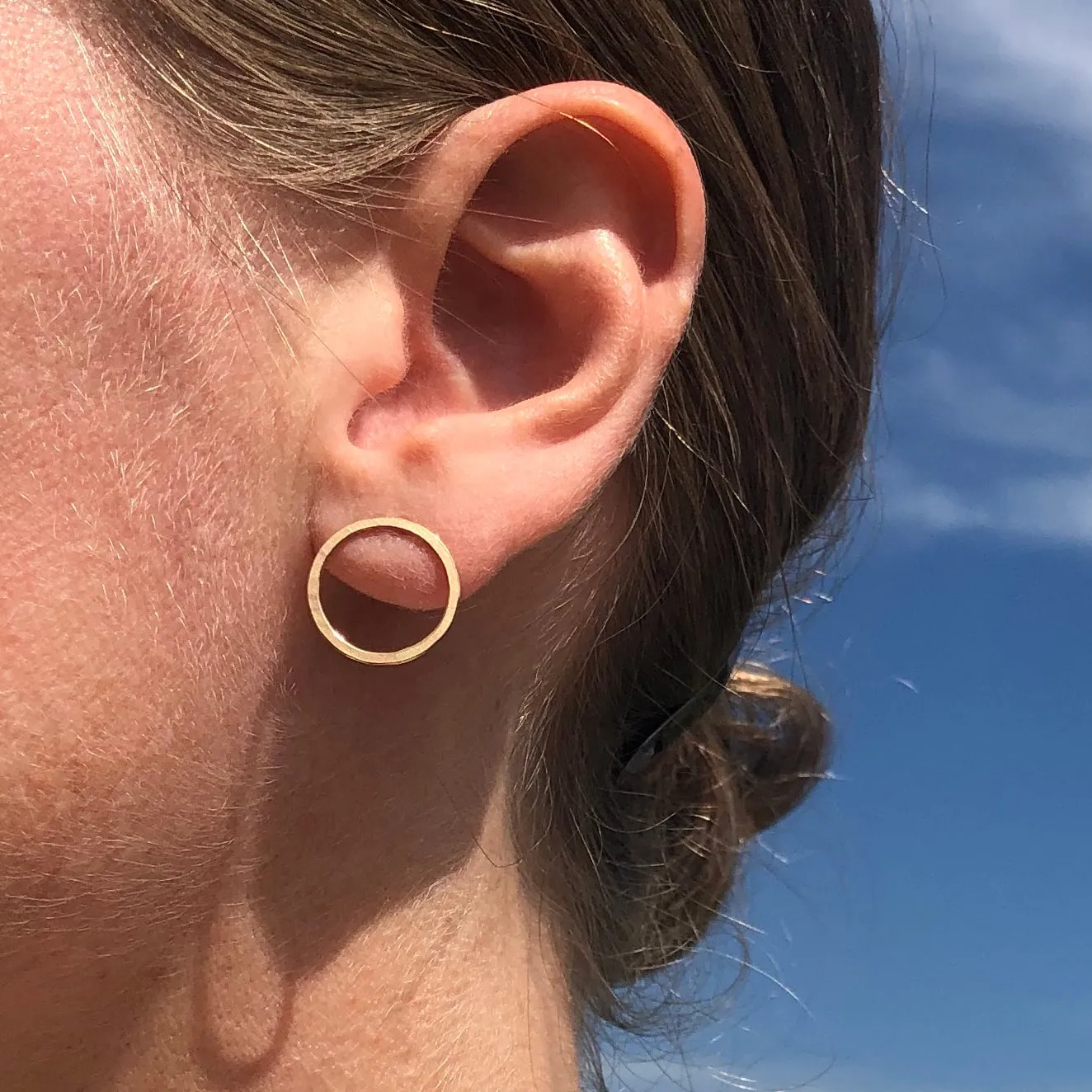 Medium circle earrings, 10k gold