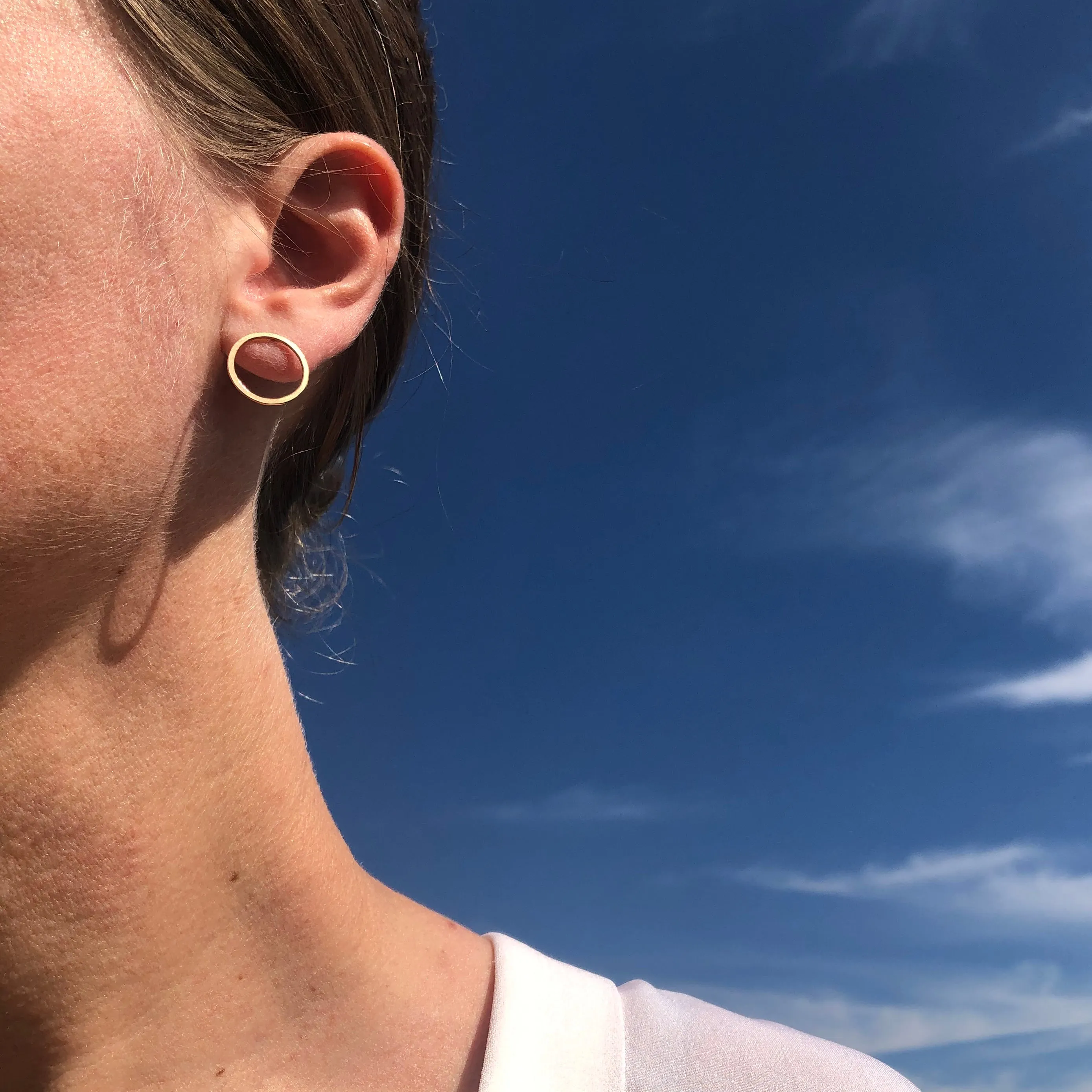 Medium circle earrings, 10k gold