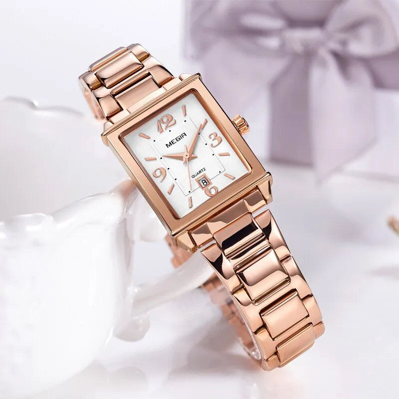 MEGIR Ladies Watches Casual Luxury Rose Gold Women&#39;s Bracelet Watch for Women Fashion Girl Quartz Wristwatch Women&#39;s