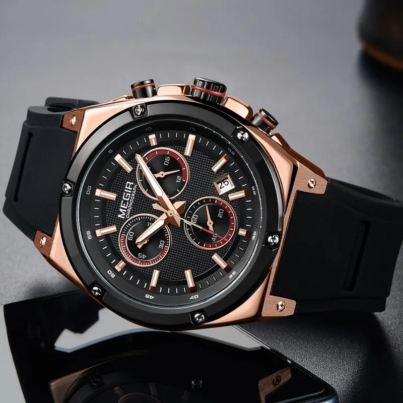 MEGIR Luxury Mens Sport Watches Casual Silicone Waterproof Luminous Watch Men Date Analogue Quartz Wristwatch Relogio Masculino