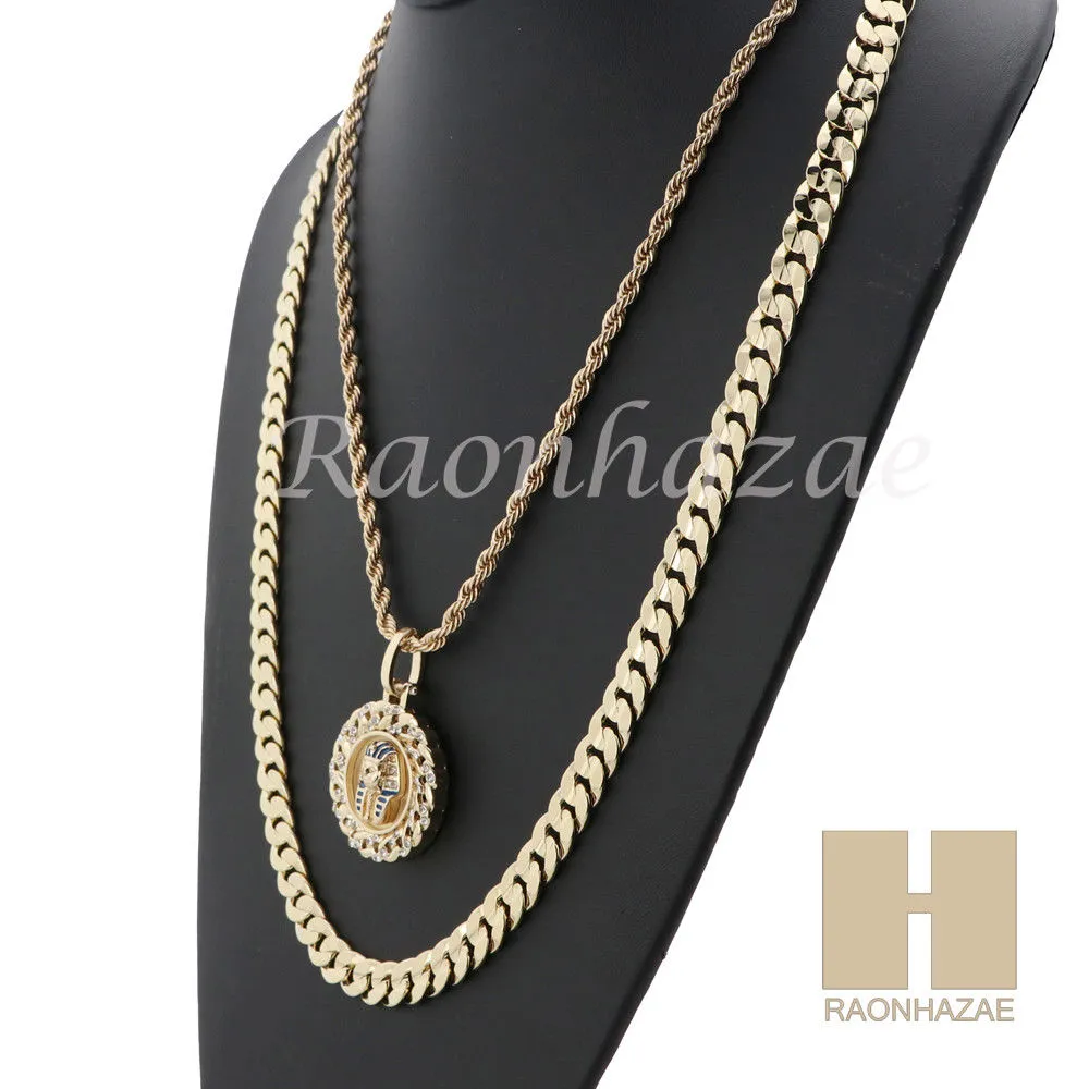 MEN KING TUT ROPE CHAIN DIAMOND CUT 30" CUBAN LINK CHAIN NECKLACE S016