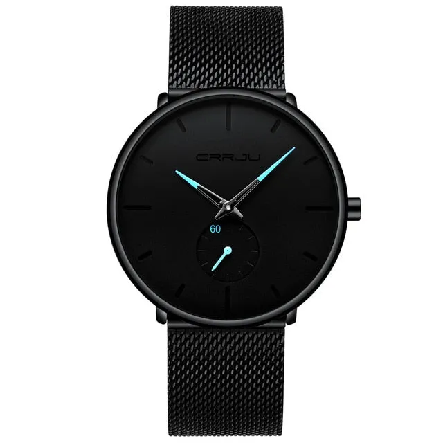 Men Slim Mesh Steel Waterproof Sport Watch