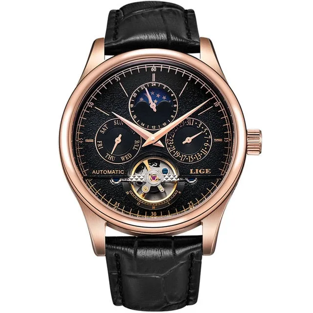 Men Watches Automatic Mechanical Watch Tourbillon Sport Clock Leather Casual Business