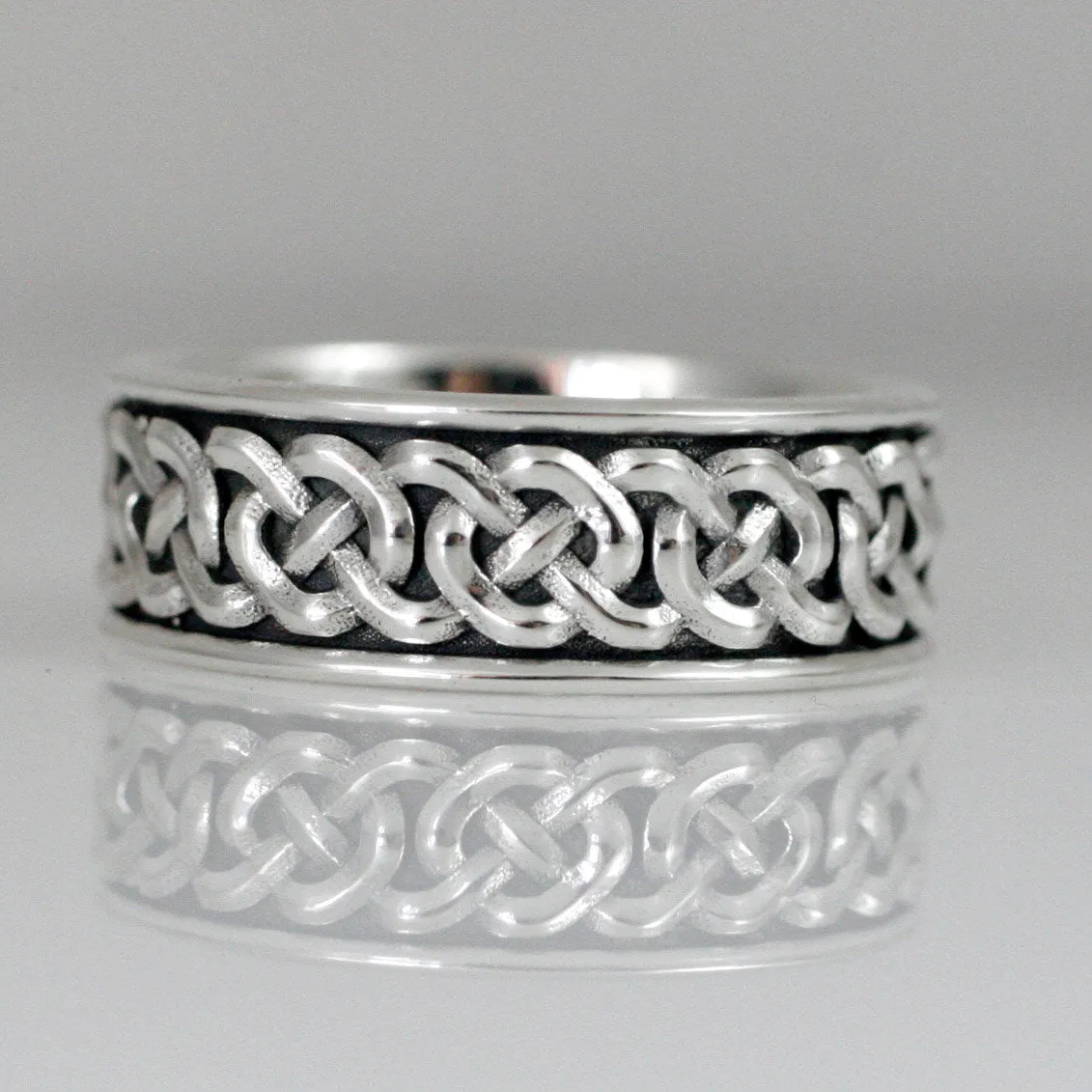 Mens Celtic Knot ring - Sterling Silver - Infinity knot pattern