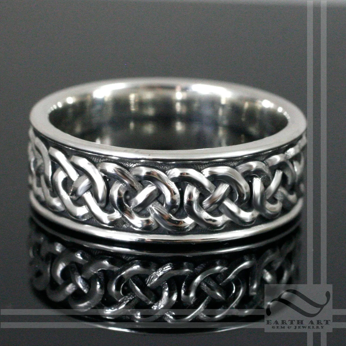 Mens Celtic Knot ring - Sterling Silver - Infinity knot pattern