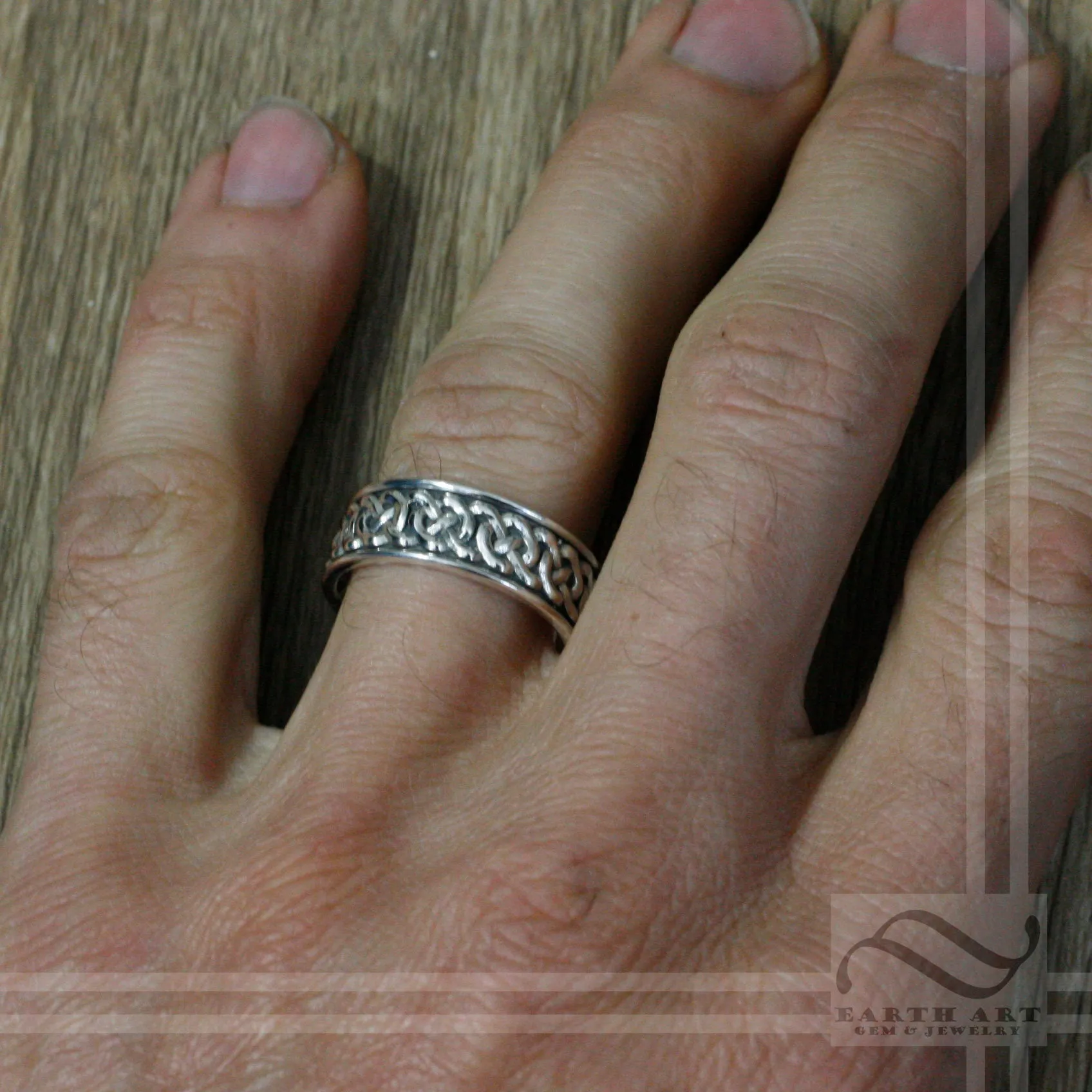 Mens Celtic Knot ring - Sterling Silver - Infinity knot pattern