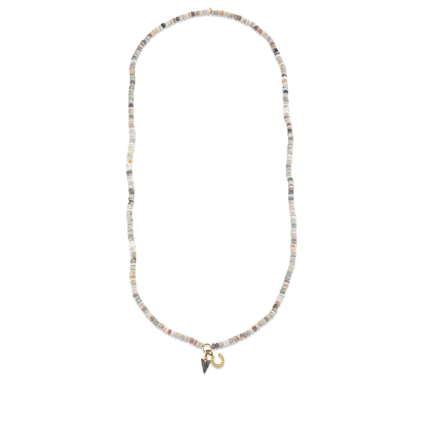 Men's Collection Gold & Diamond Horseshoe & Arrowhead Australian Opal Necklace