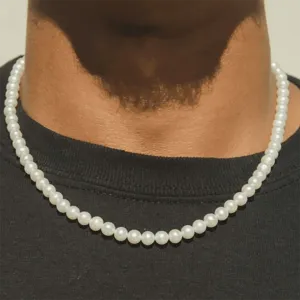 Men's Faux Pearl Beaded Necklace