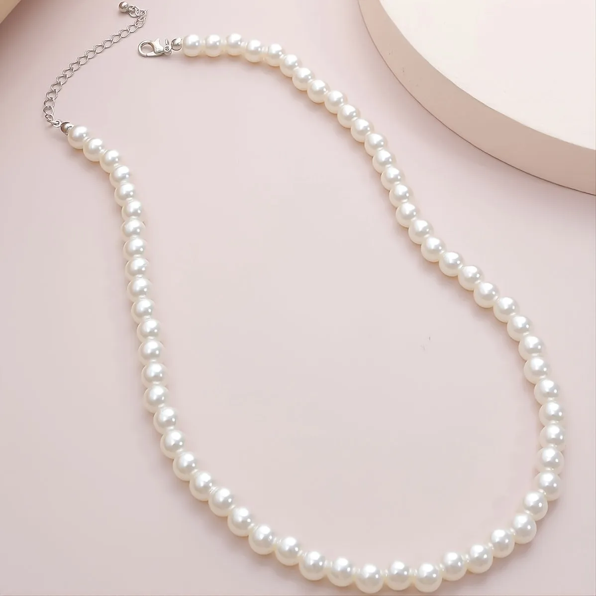 Men's Faux Pearl Beaded Necklace