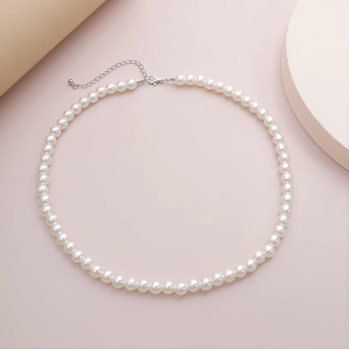 Men's Faux Pearl Beaded Necklace
