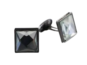 Mens Silver Square Diamond Cufflinks