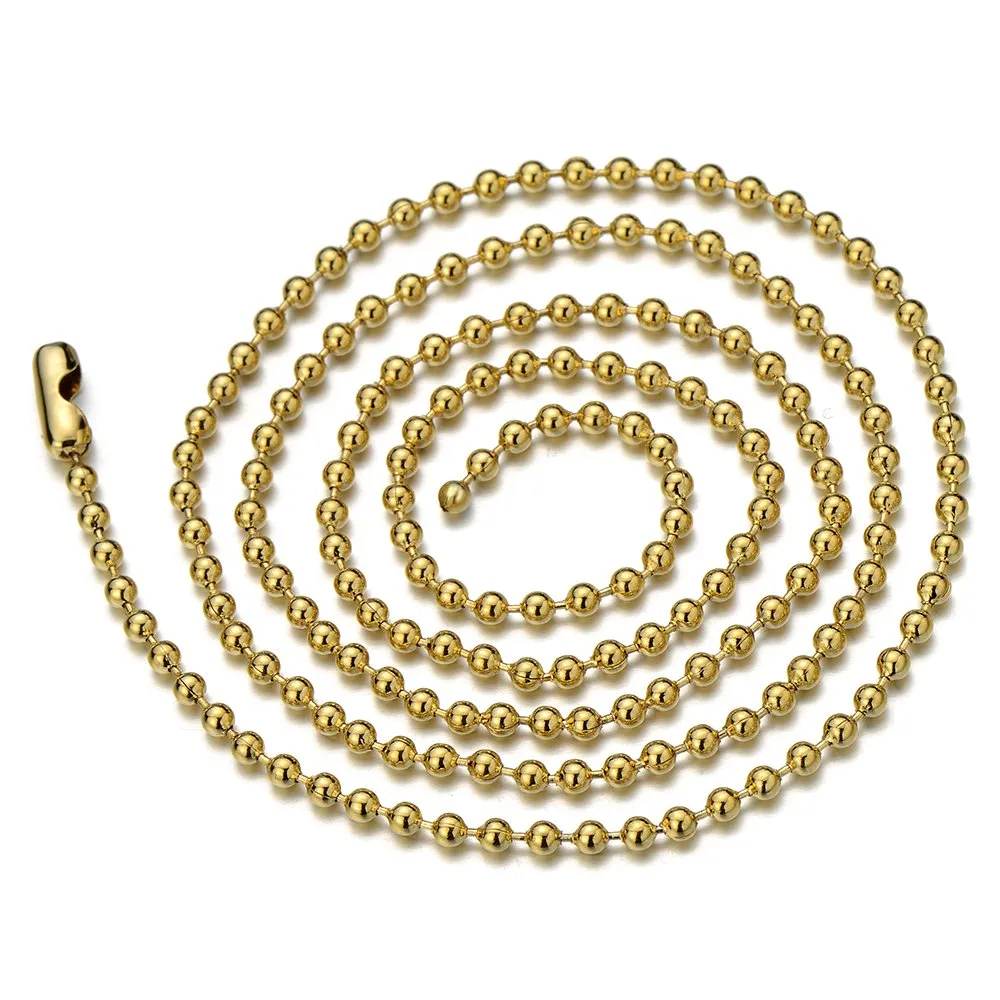Mens Stainless Steel Gold Color Barbell Dumbbell Pendant Necklace with 23.6 in Ball Chain