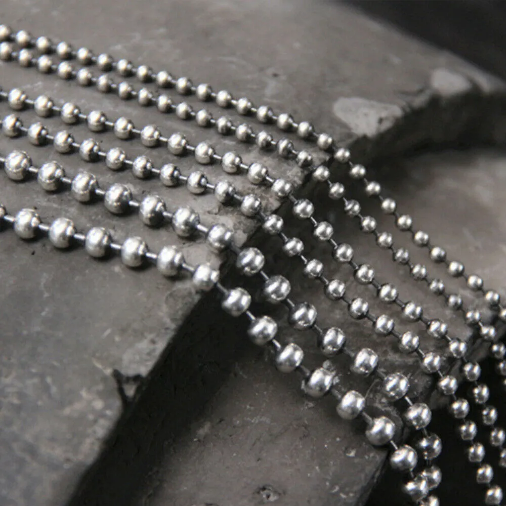 Men's Women's Real Solid 925 Sterling Silver Necklaces Round Bead Chain 18"- 32"