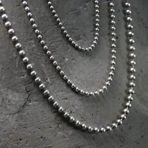 Men's Women's Real Solid 925 Sterling Silver Necklaces Round Bead Chain 18"- 32"
