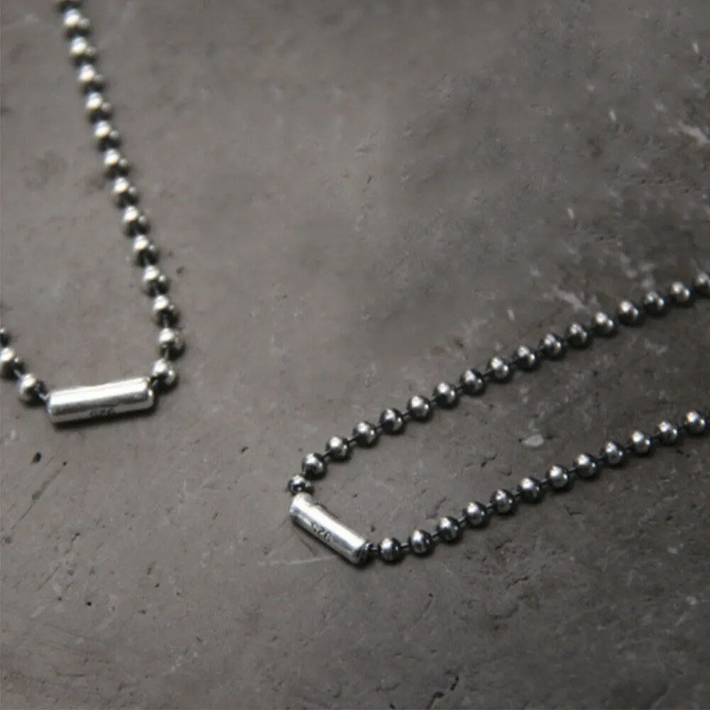 Men's Women's Real Solid 925 Sterling Silver Necklaces Round Bead Chain 18"- 32"