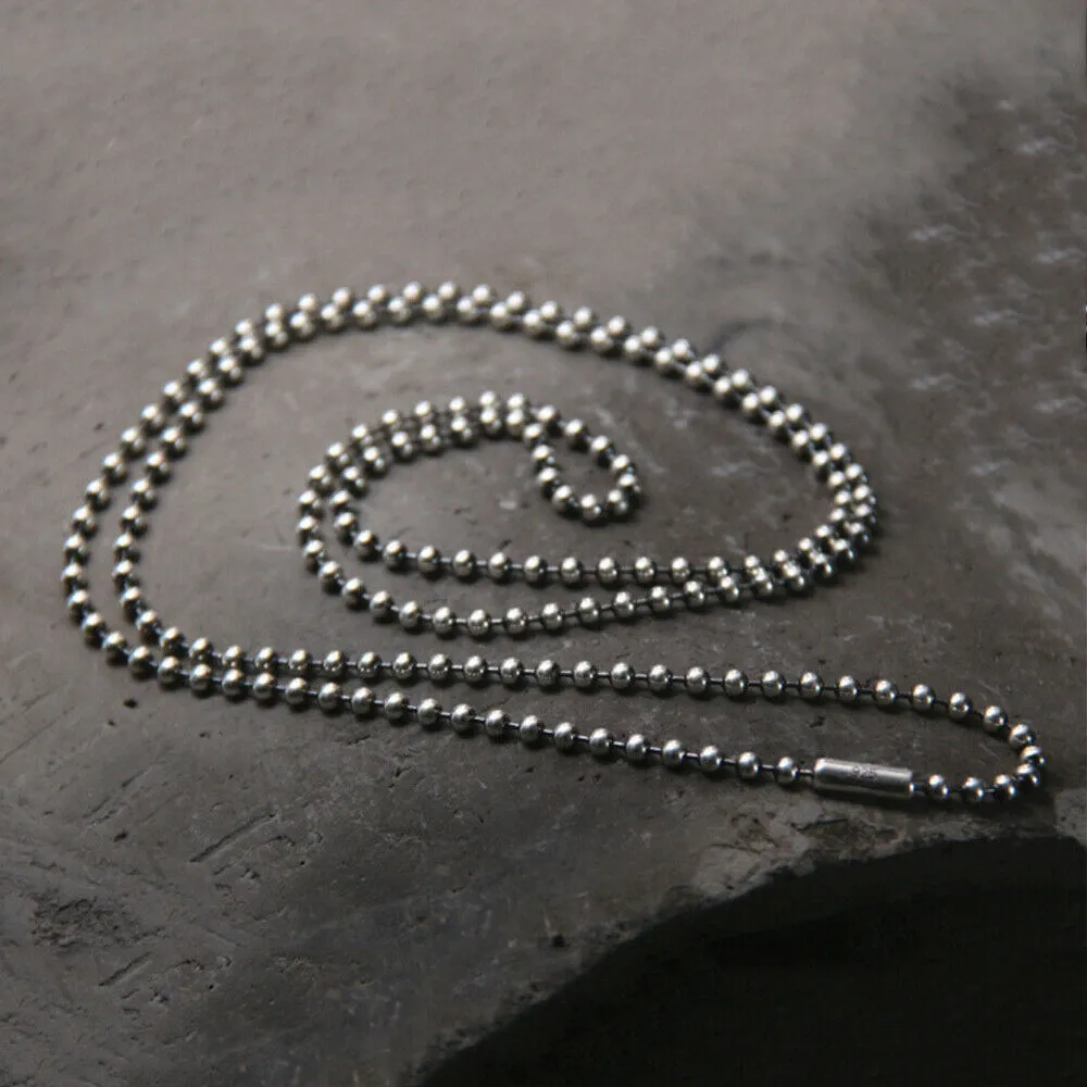 Men's Women's Real Solid 925 Sterling Silver Necklaces Round Bead Chain 18"- 32"