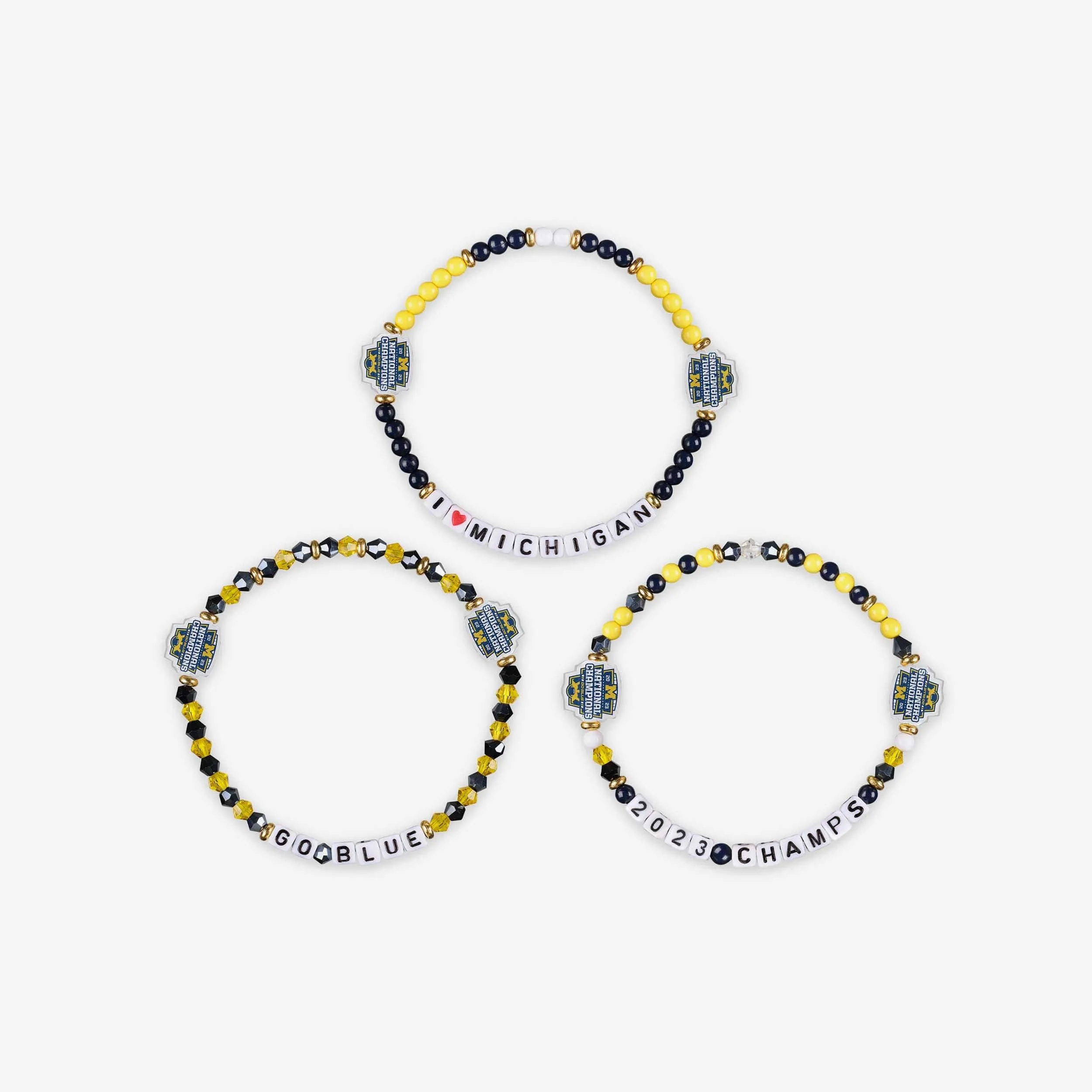 Michigan Wolverines 2023 Football National Champions 3 Pack Friendship Bracelet