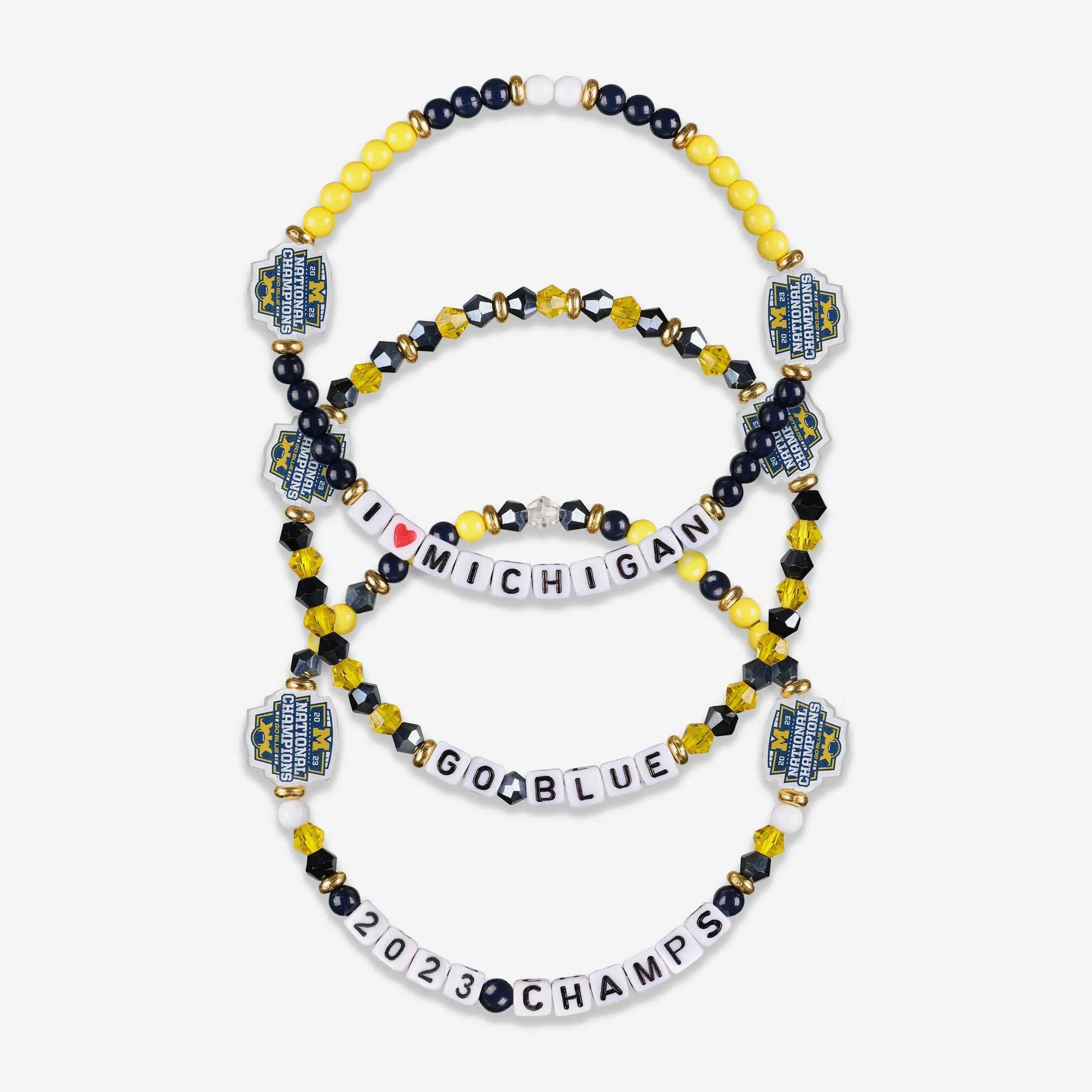 Michigan Wolverines 2023 Football National Champions 3 Pack Friendship Bracelet