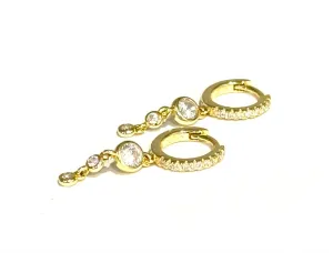Milly Mini CZ Huggies With Three Dangling CZ Bezels