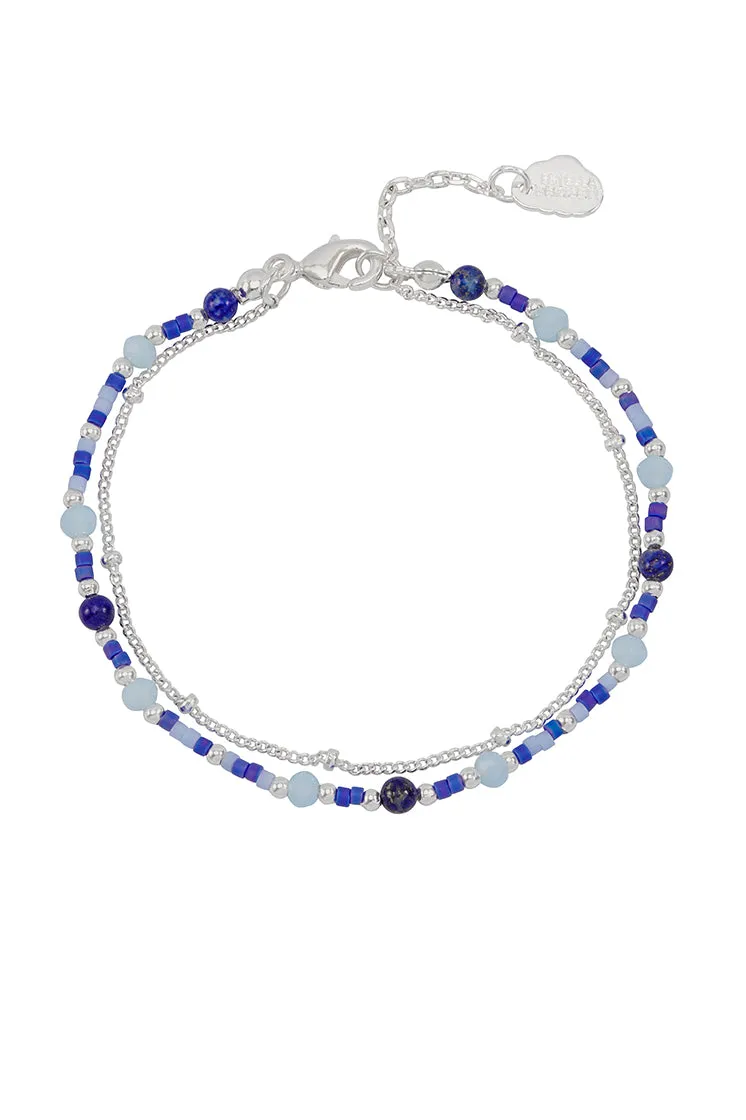 Mini Blue Gemstone Duo Chain Bracelet