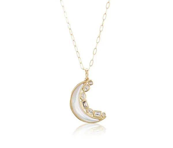 Mini Crescent Moon Inlay Pendant