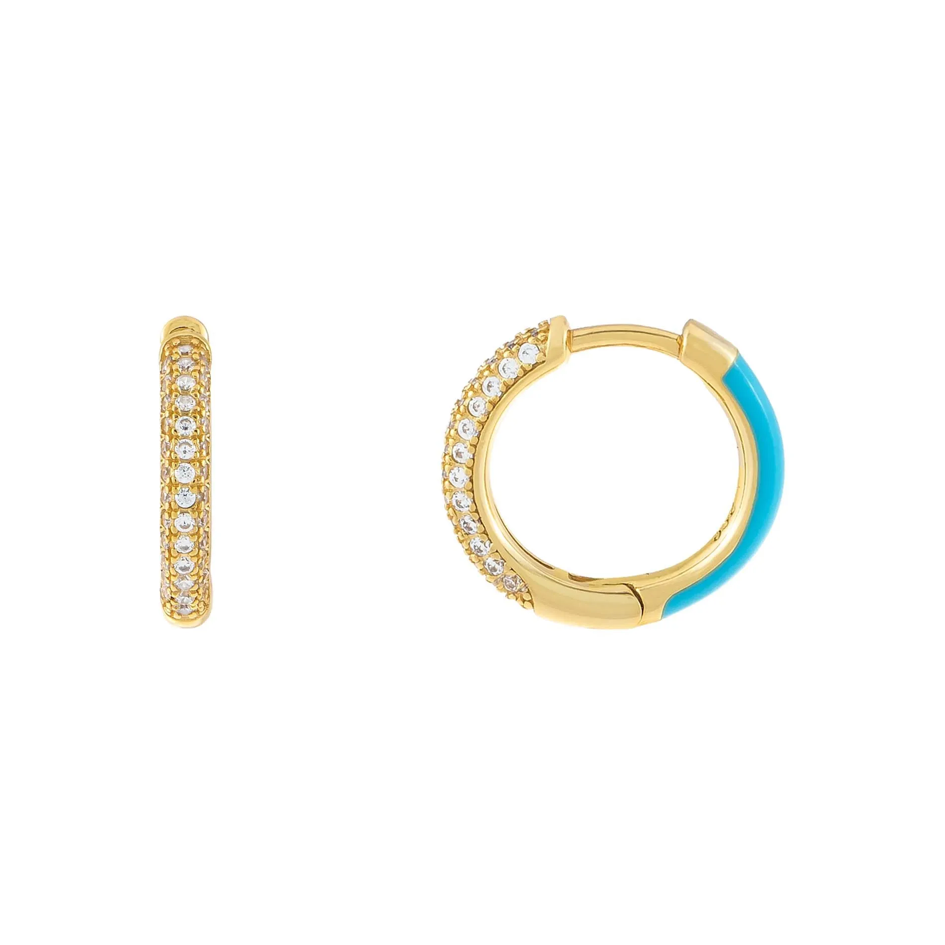 Mini CZ X Enamel Huggie Earring