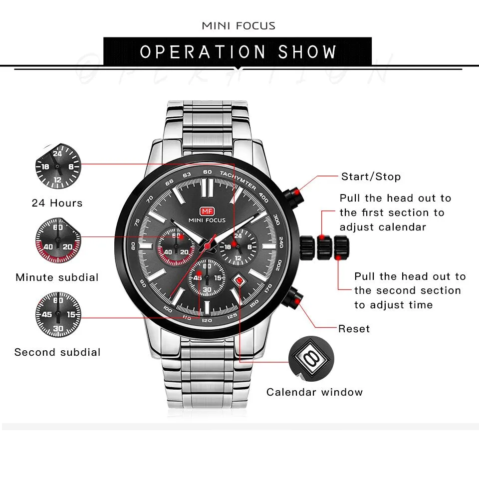 MINI FOCUS Brand Watch Men Luxury Creative Steel Mens Quartz Wristwatch Casual Chronograph Date Sport Watches Relogio Masculino