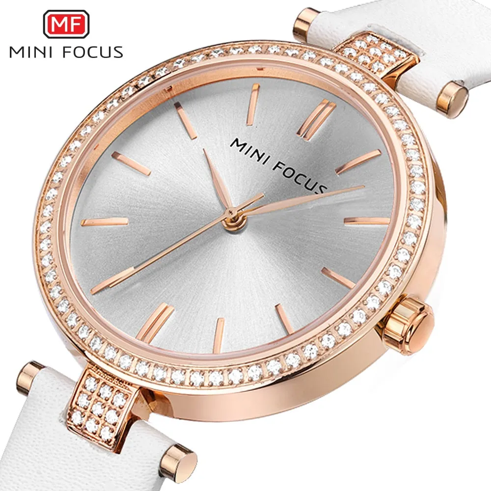 MINI FOCUS Brand Women Quartz Watches Luxury Genuine Leather &amp; Stainless Steel Strip Womens Wristwatches Female Relogio Feminino