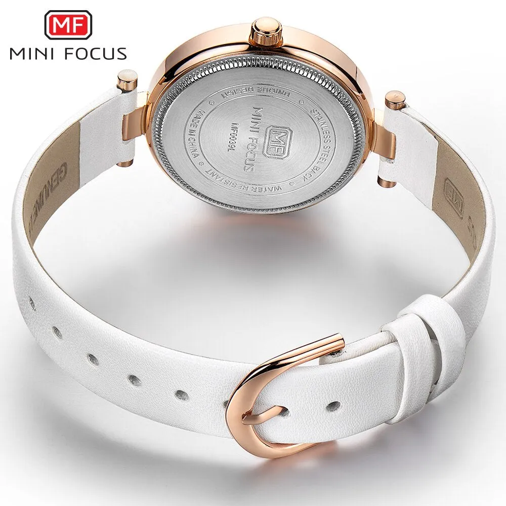 MINI FOCUS Brand Women Quartz Watches Luxury Genuine Leather &amp; Stainless Steel Strip Womens Wristwatches Female Relogio Feminino