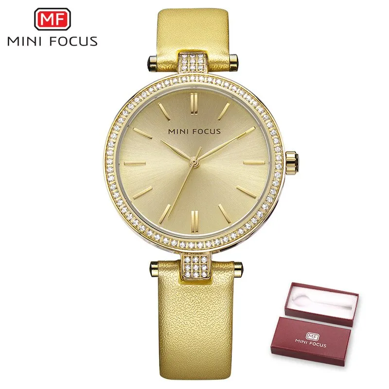 MINI FOCUS Brand Women Quartz Watches Luxury Genuine Leather &amp; Stainless Steel Strip Womens Wristwatches Female Relogio Feminino