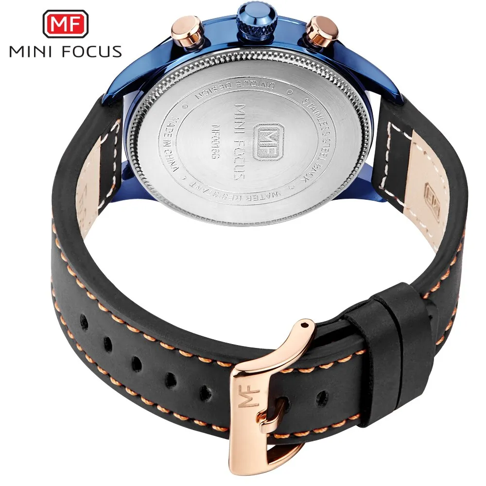 MINI FOCUS Fashion Casual Men Watches Luxury Brand Quartz Mens Watch Genuine Leather Waterproof Calendar Male Wristwatches