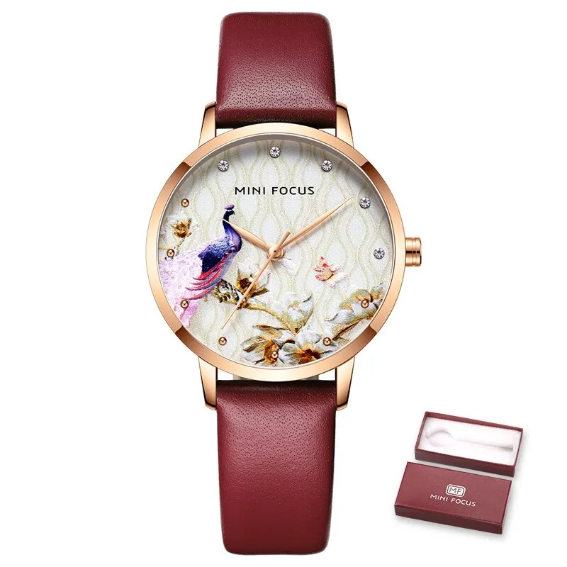 MINI FOCUS Fashion Women Blue Quartz Watch Top Brand Luxury Lady Leather Watchband Casual Waterproof Wristwatch Gift for Girl