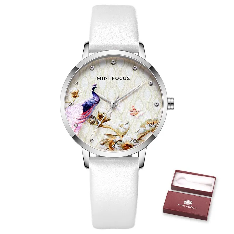 MINI FOCUS Fashion Women Blue Quartz Watch Top Brand Luxury Lady Leather Watchband Casual Waterproof Wristwatch Gift for Girl