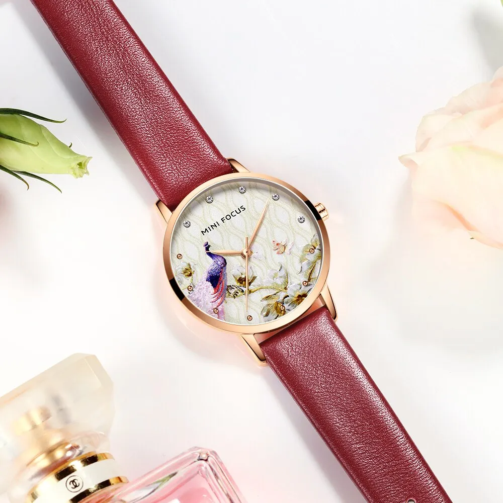 MINI FOCUS Fashion Women Blue Quartz Watch Top Brand Luxury Lady Leather Watchband Casual Waterproof Wristwatch Gift for Girl