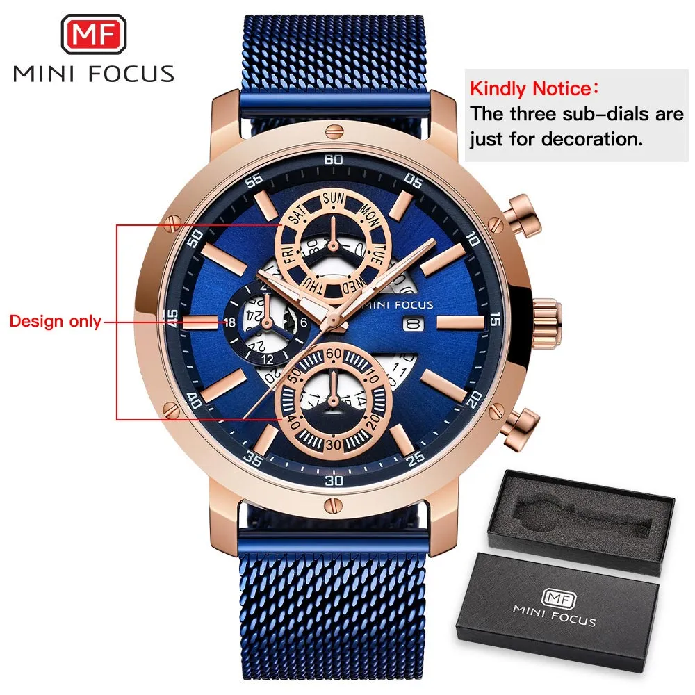 MINI FOCUS Mens Watches Waterproof Quartz Business Watch Men&#39;s Top Brand Luxury Fashion Casual Watches Male Relogio Masculino