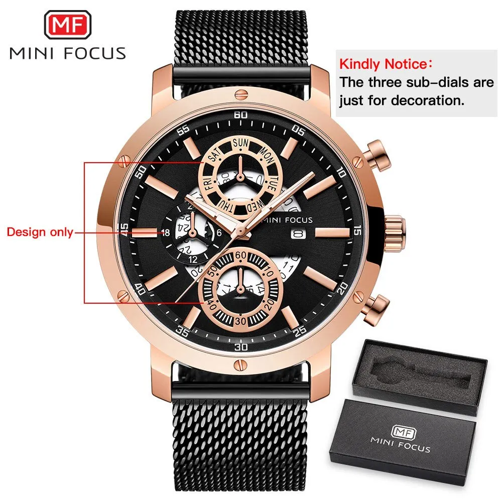 MINI FOCUS Mens Watches Waterproof Quartz Business Watch Men&#39;s Top Brand Luxury Fashion Casual Watches Male Relogio Masculino