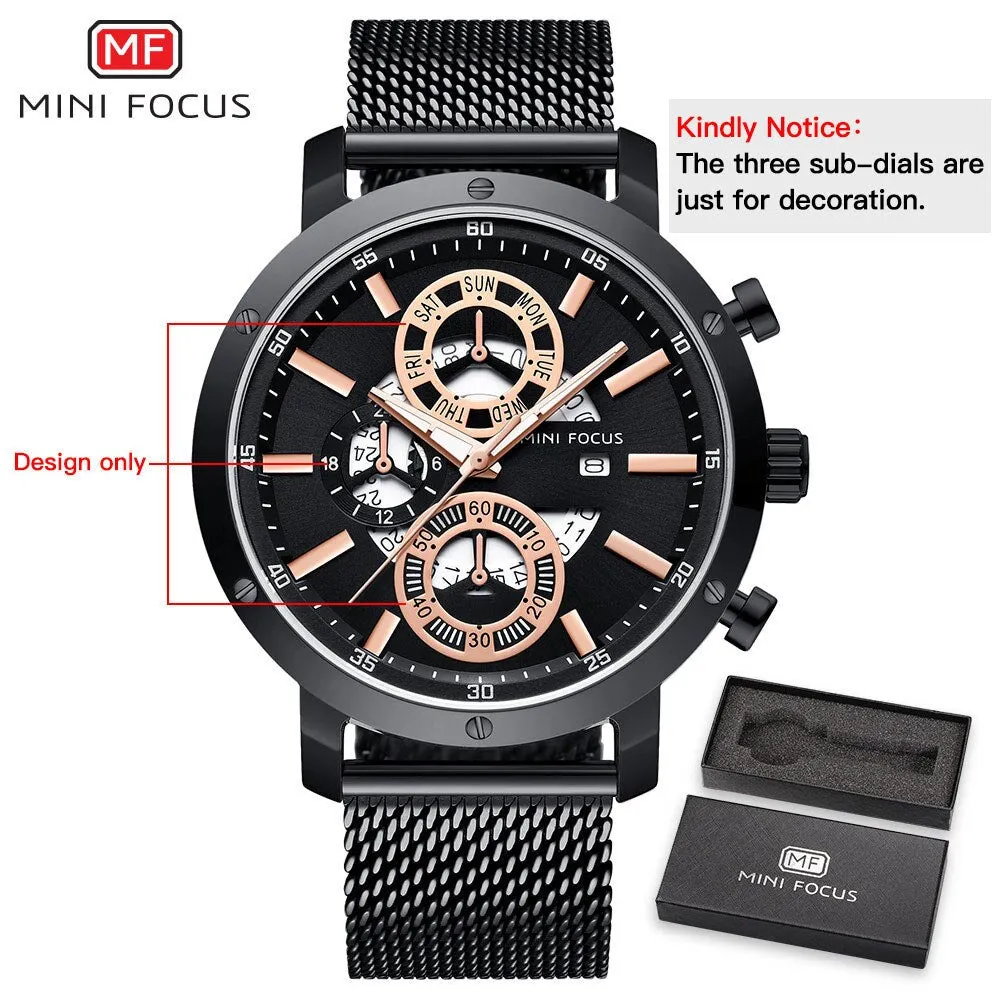 MINI FOCUS Mens Watches Waterproof Quartz Business Watch Men&#39;s Top Brand Luxury Fashion Casual Watches Male Relogio Masculino