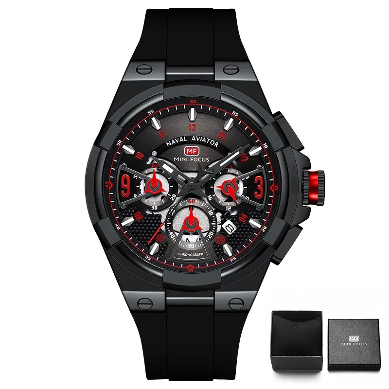 MINI FOCUS Multifunction Quartz Watches Top Brand Luxury Silicone Sport WristWatch Man Clock Fashion Chronograph Watch
