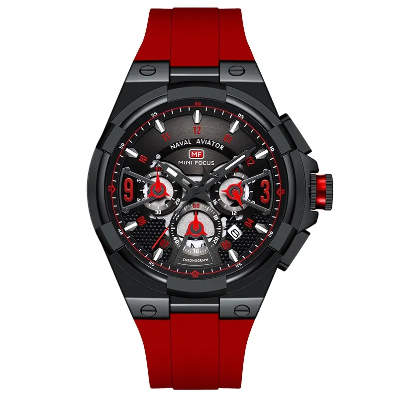 MINI FOCUS Multifunction Quartz Watches Top Brand Luxury Silicone Sport WristWatch Man Clock Fashion Chronograph Watch