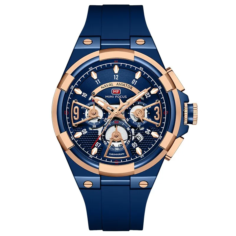 MINI FOCUS Multifunction Quartz Watches Top Brand Luxury Silicone Sport WristWatch Man Clock Fashion Chronograph Watch