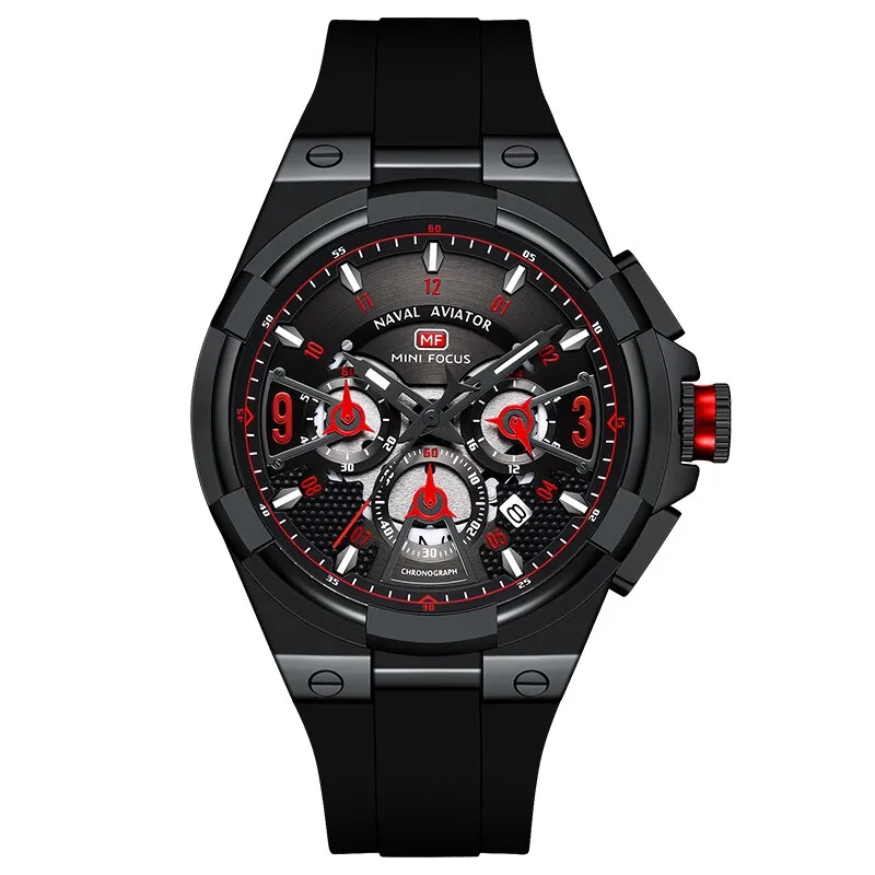 MINI FOCUS Multifunction Quartz Watches Top Brand Luxury Silicone Sport WristWatch Man Clock Fashion Chronograph Watch